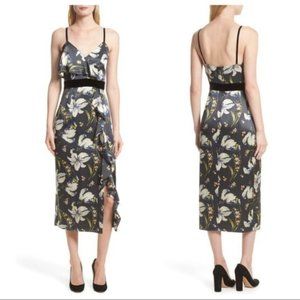 Cinq A Sept Leena Floral Ruffle Silk Midi Dress